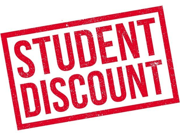 Student discount graphic.