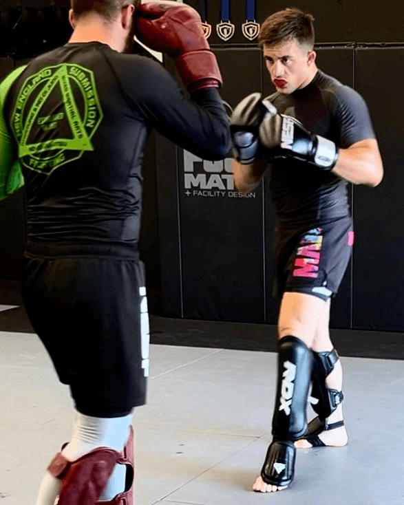 Assistant instructor Jake Smith sparring.