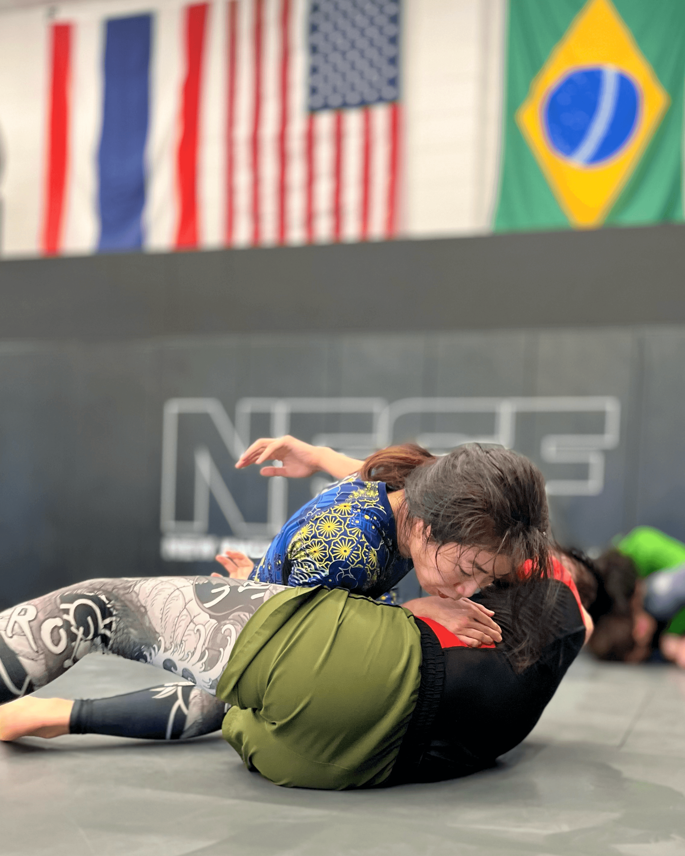 Female student in side control.